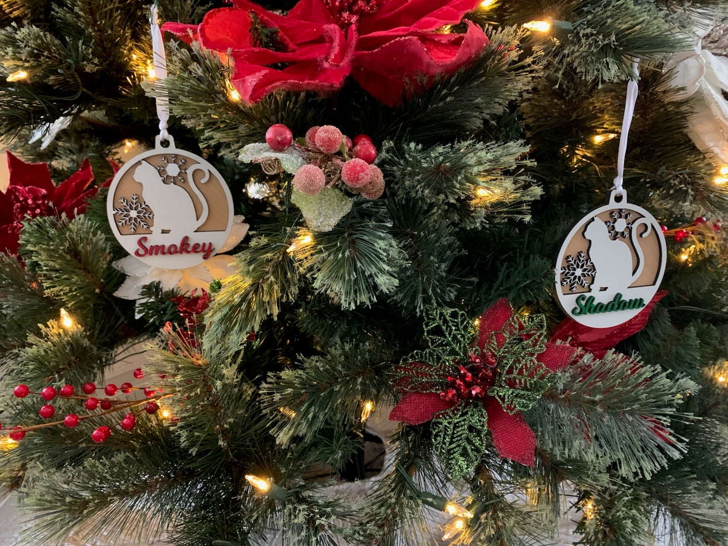 Custom Order - 2 Cat Christmas Ornaments