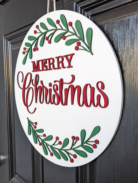 Merry Christmas Wreath Door Hanger