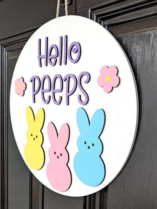 Hello Peeps Door Hanger