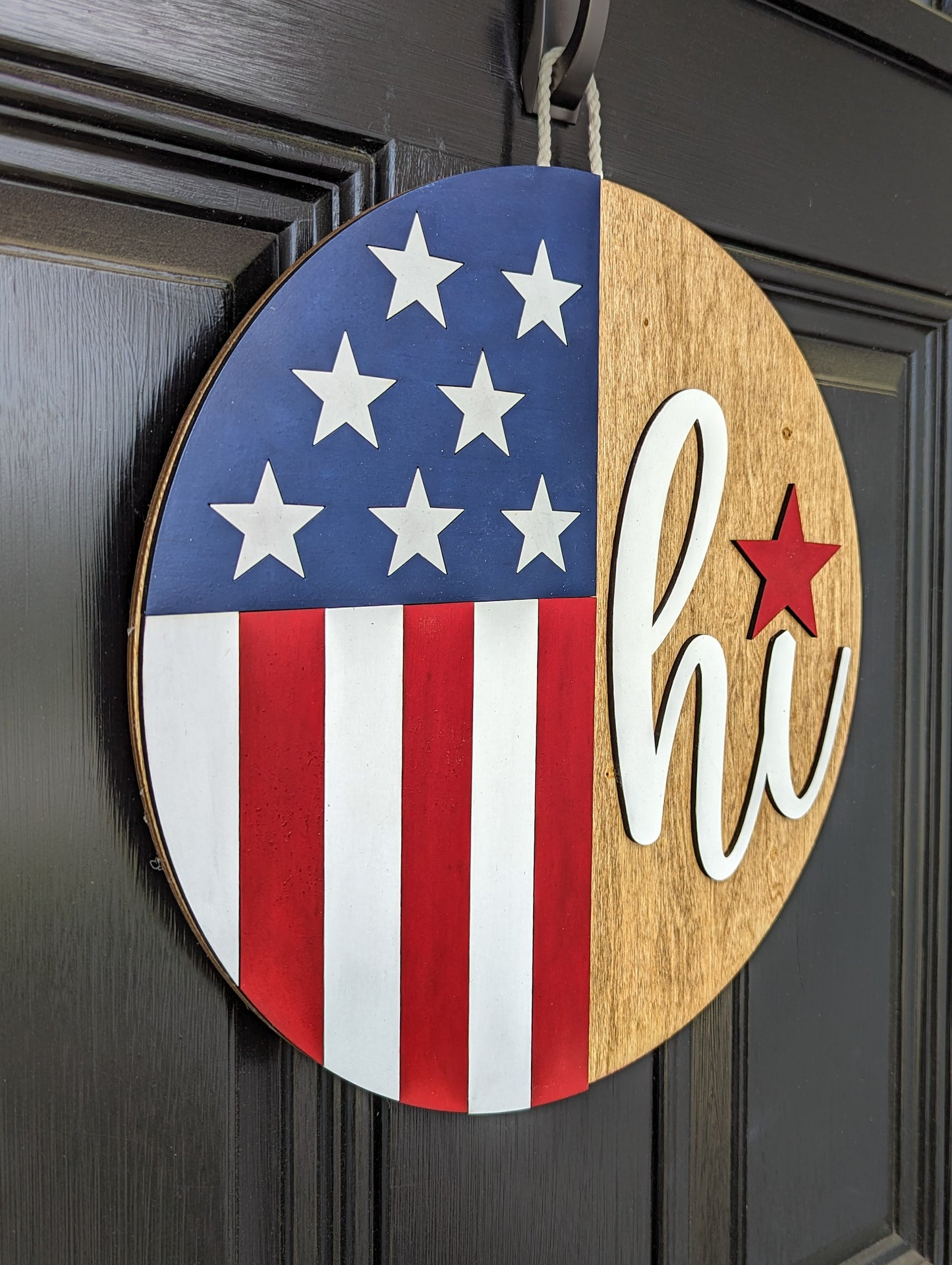 Hi American Flag Door Hanger