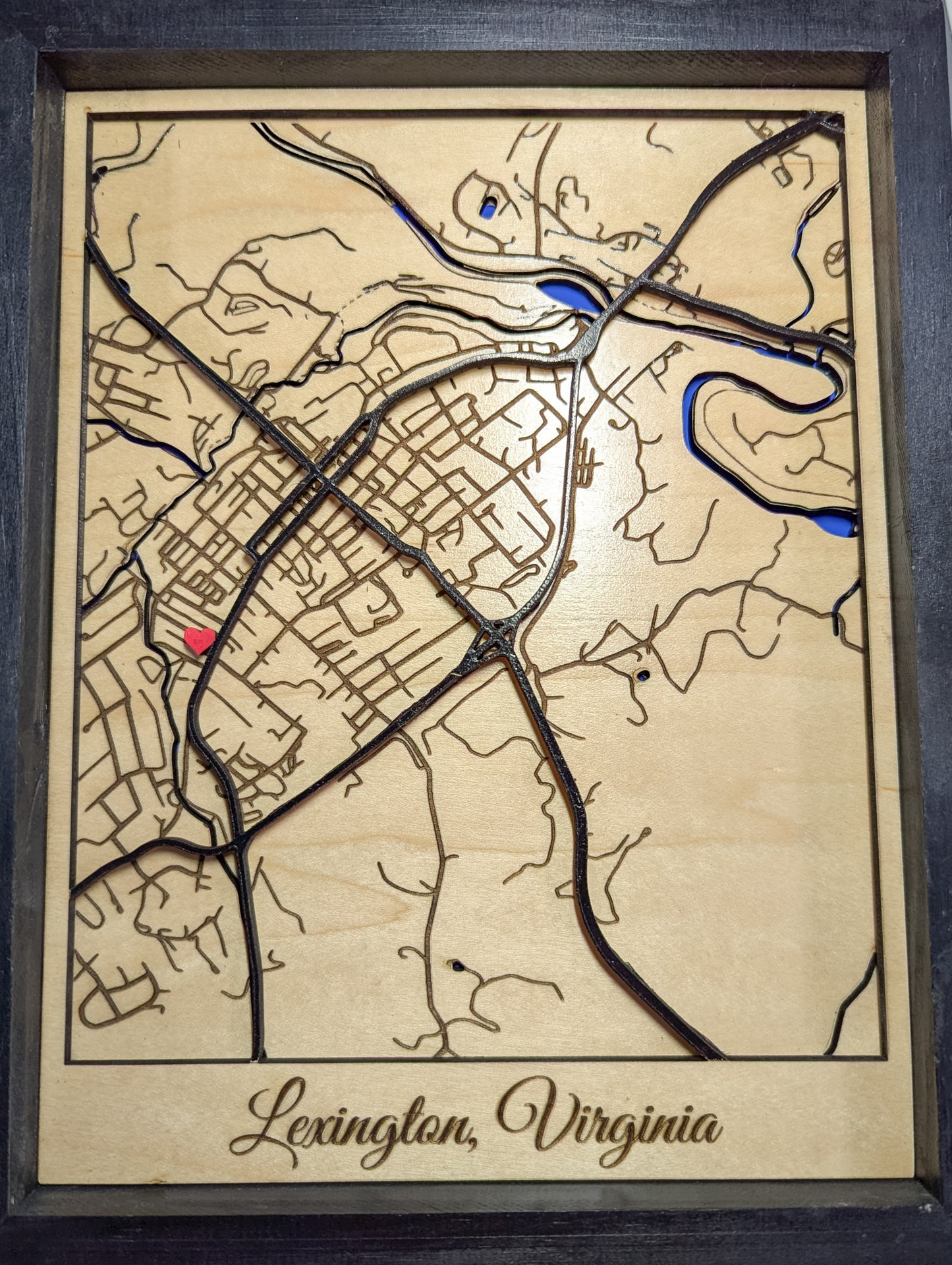 Custom Order - Framed City Map - Lexington, VA