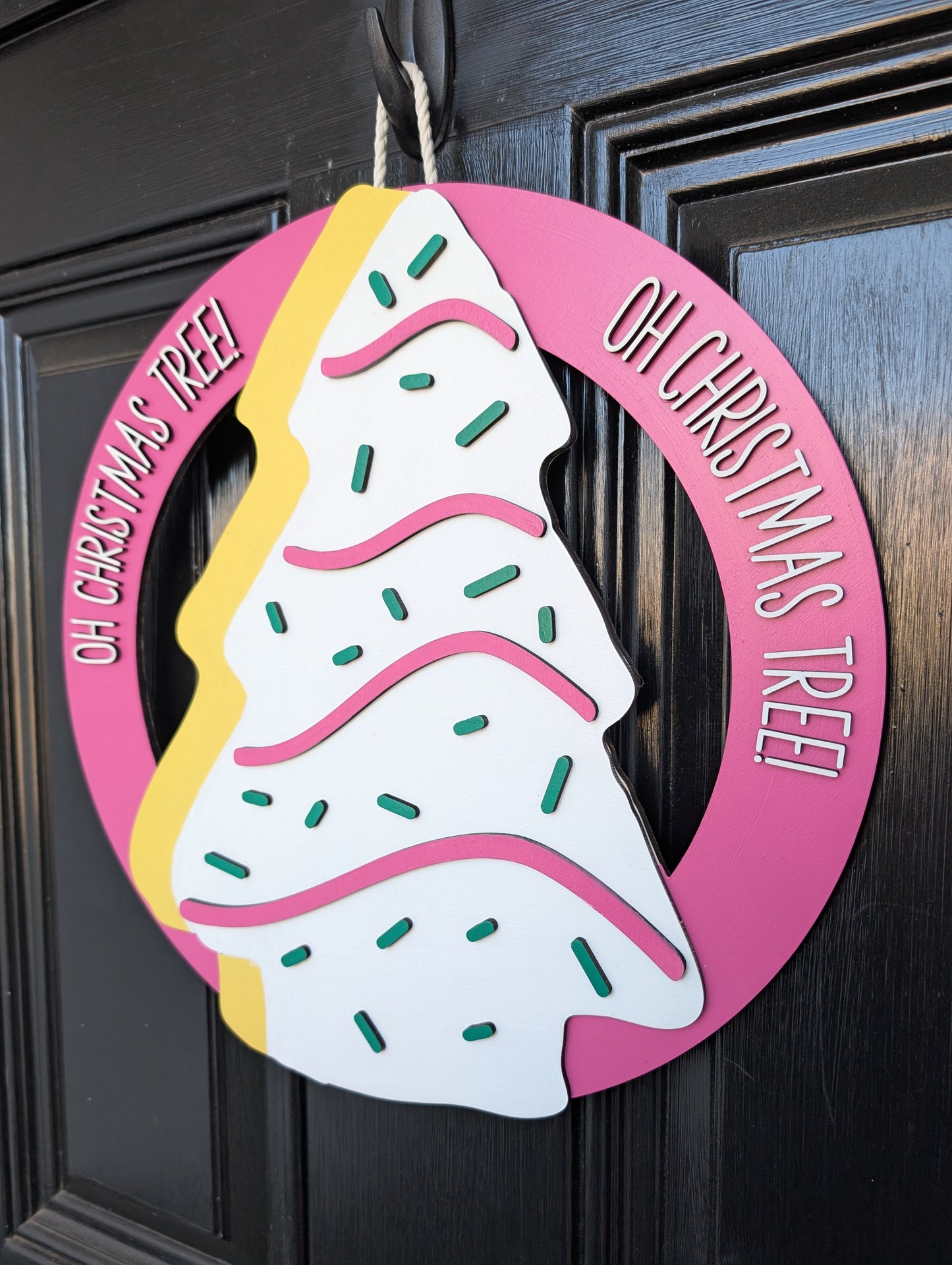 Custom Order - Christmas Tree Cake Merry Christmas Pink