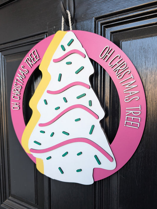 Custom Order - Christmas Tree Cake Merry Christmas Pink