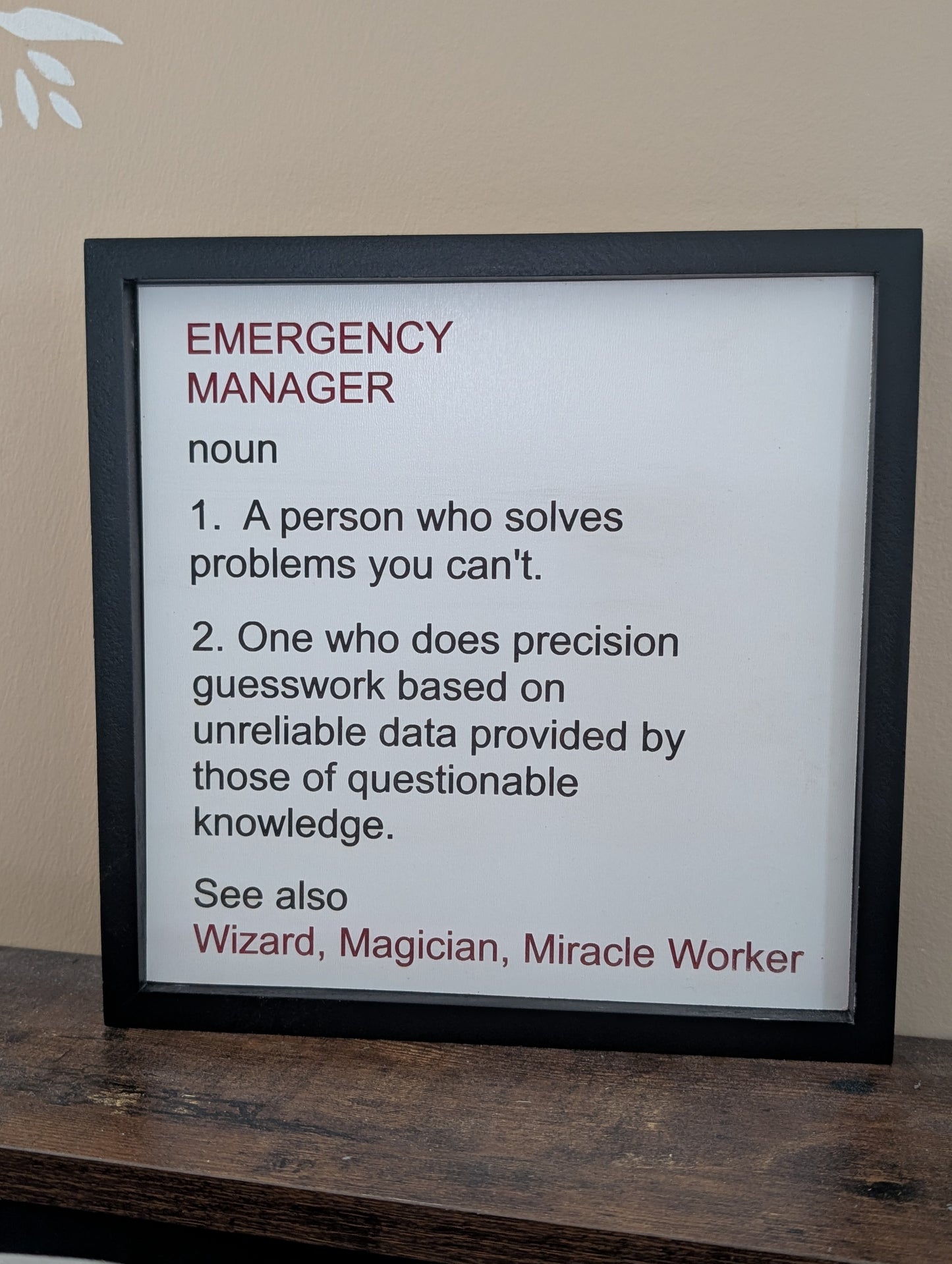 Emergency Manager Framed Sign
