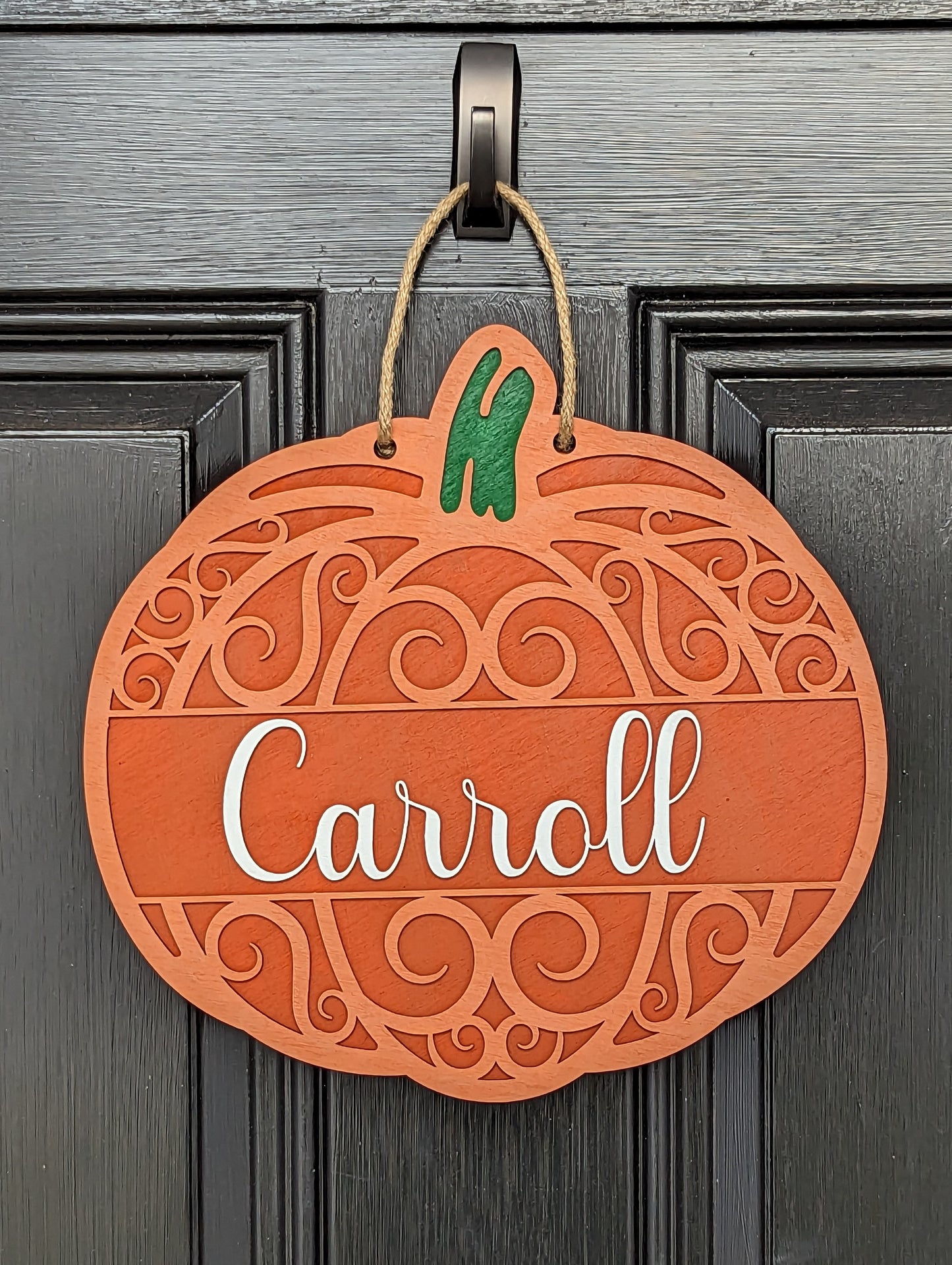 Pumpkin Swirl Personalized Door Hanger