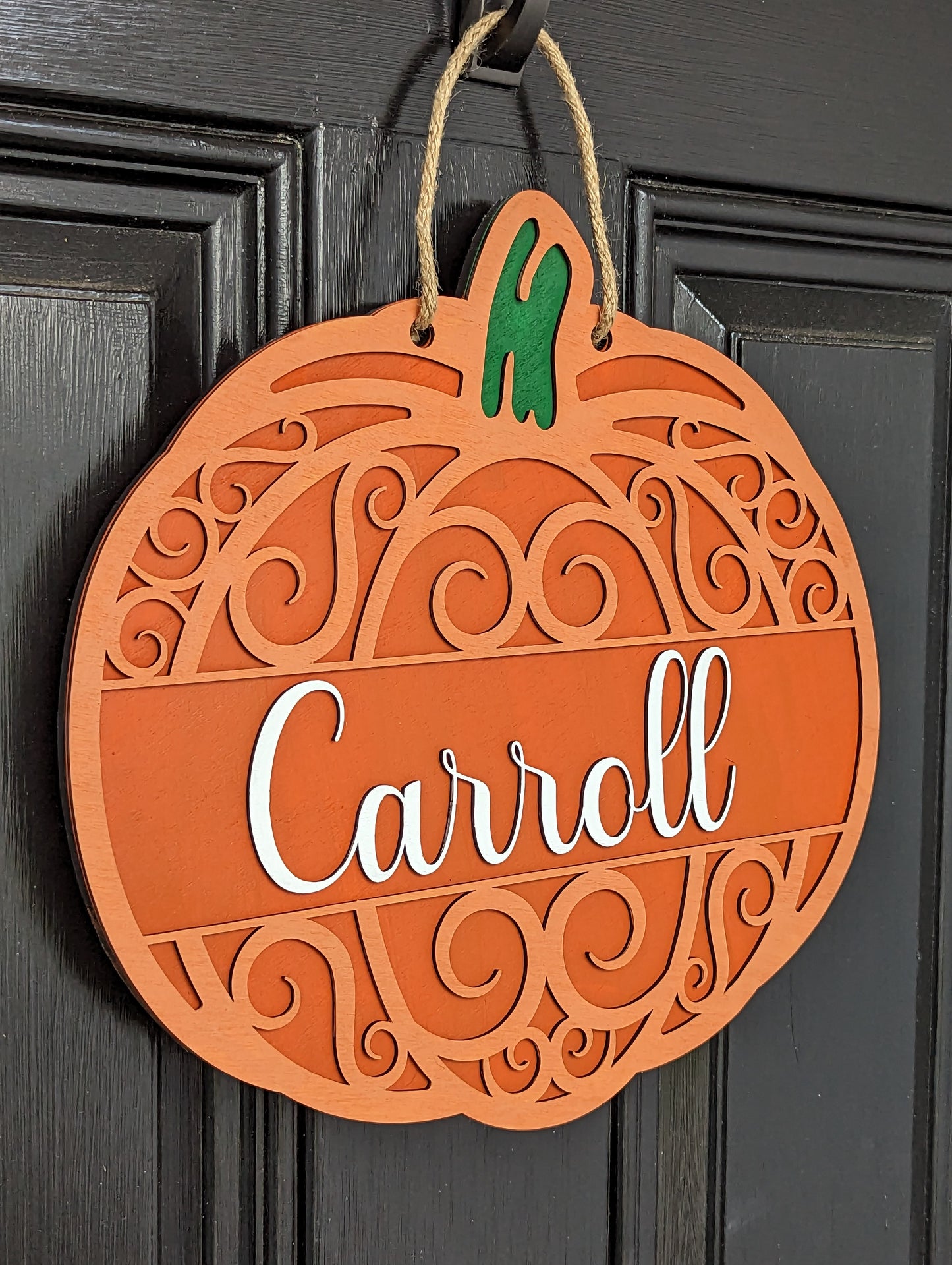 Pumpkin Swirl Personalized Door Hanger