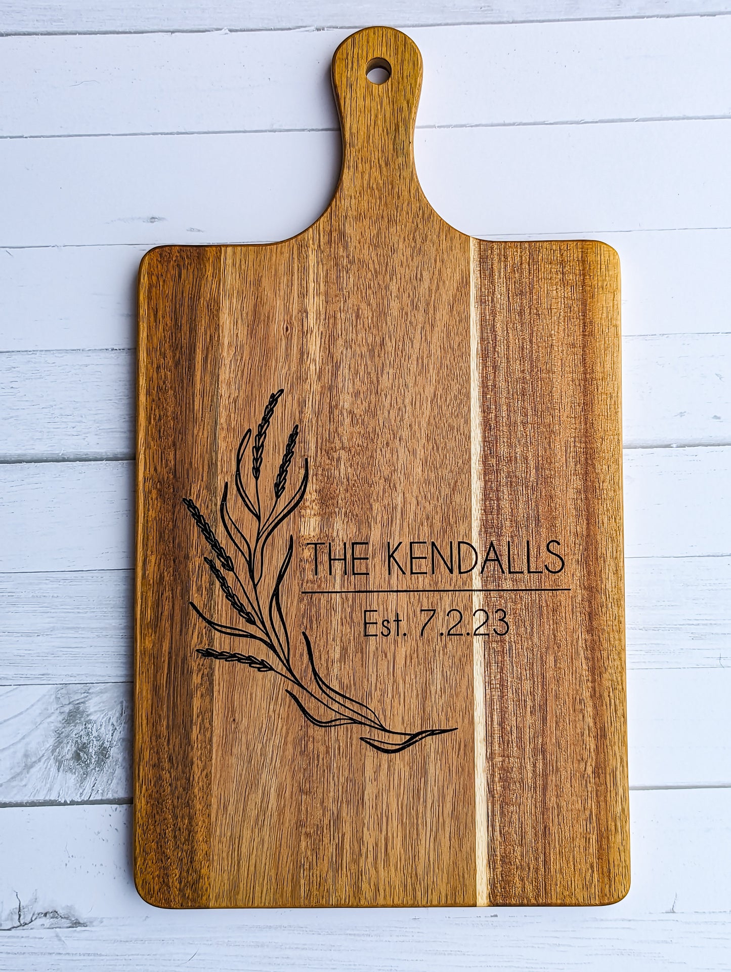 Personalized Engraved Floral Cutting Board