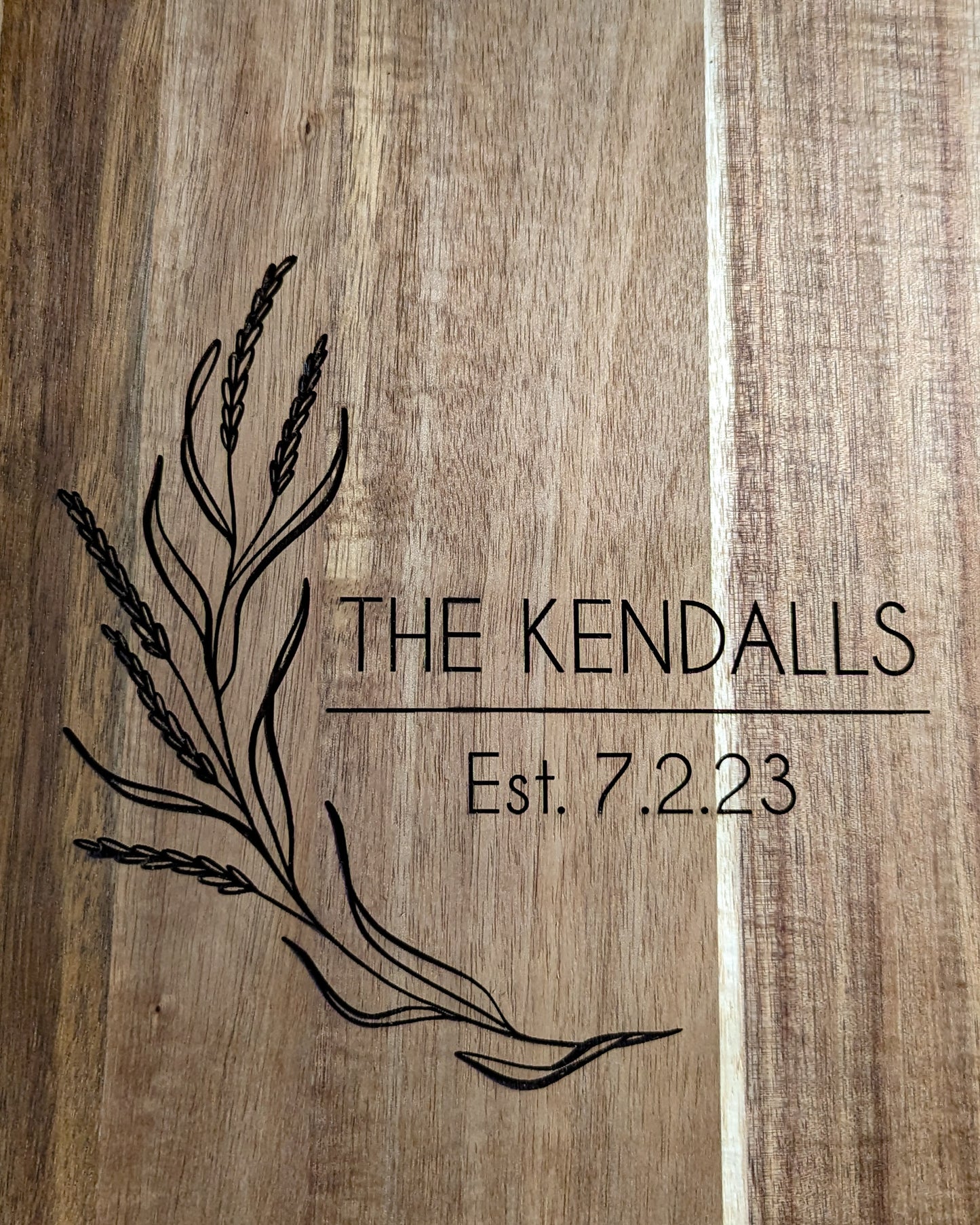 Personalized Engraved Floral Cutting Board