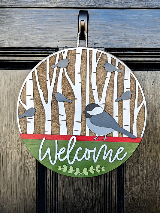 Birch & Birds Welcome Door Hanger