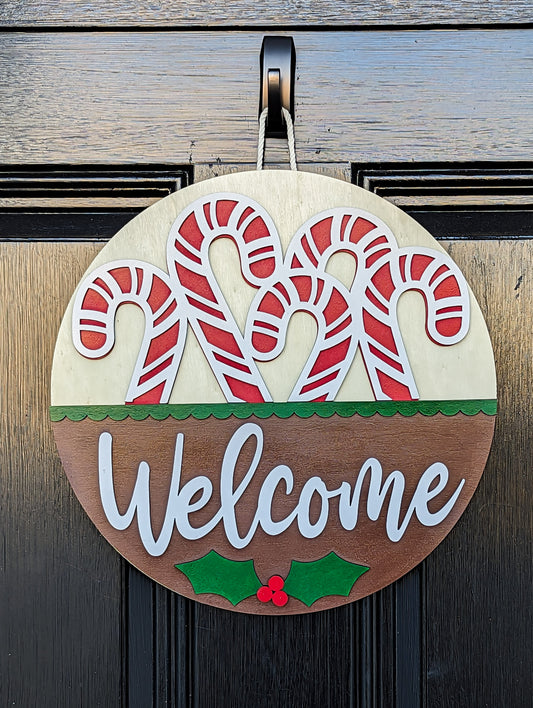 Candy Cane Welcome Door Hanger