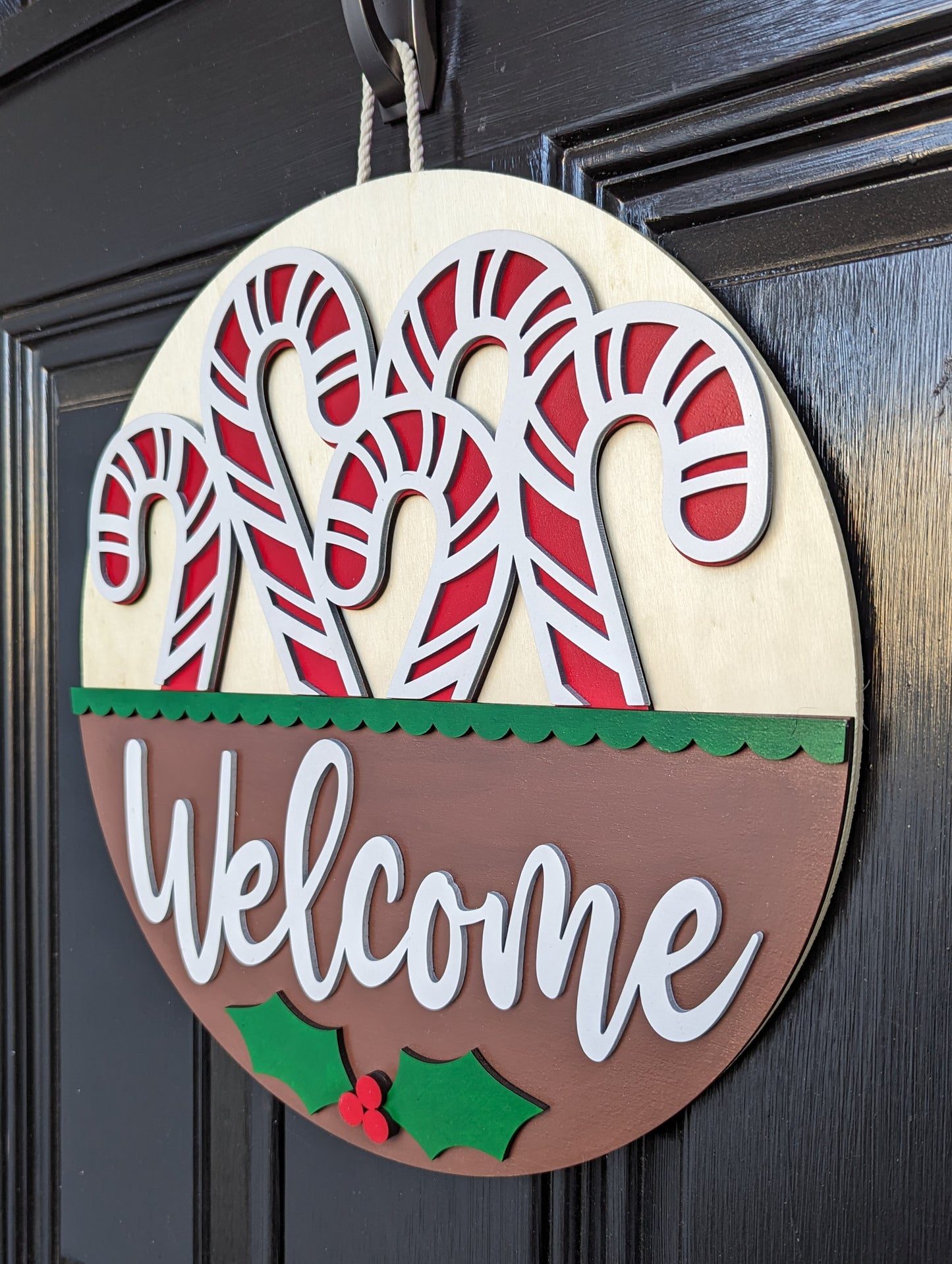 Candy Cane Welcome Door Hanger