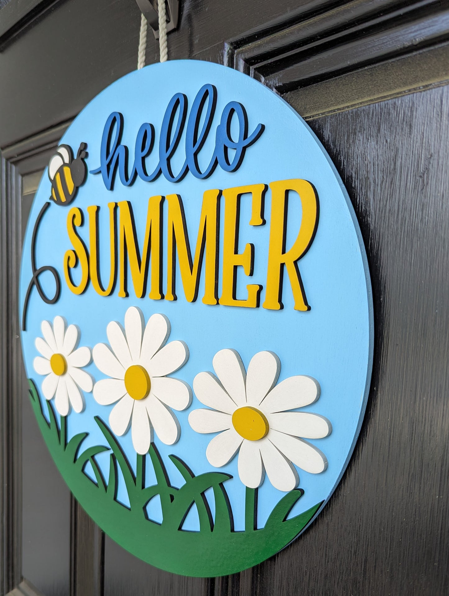 Hello Summer Flowers Door Hanger