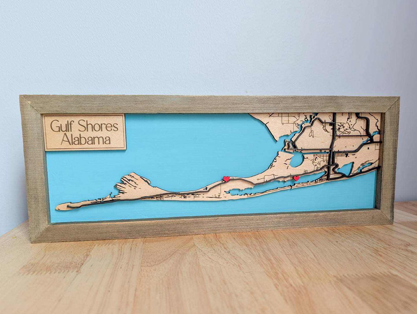 Custom Order - Framed City Map - Gulf Shores AL