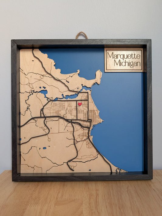 Custom Order - Framed City Map - Marquette, MI