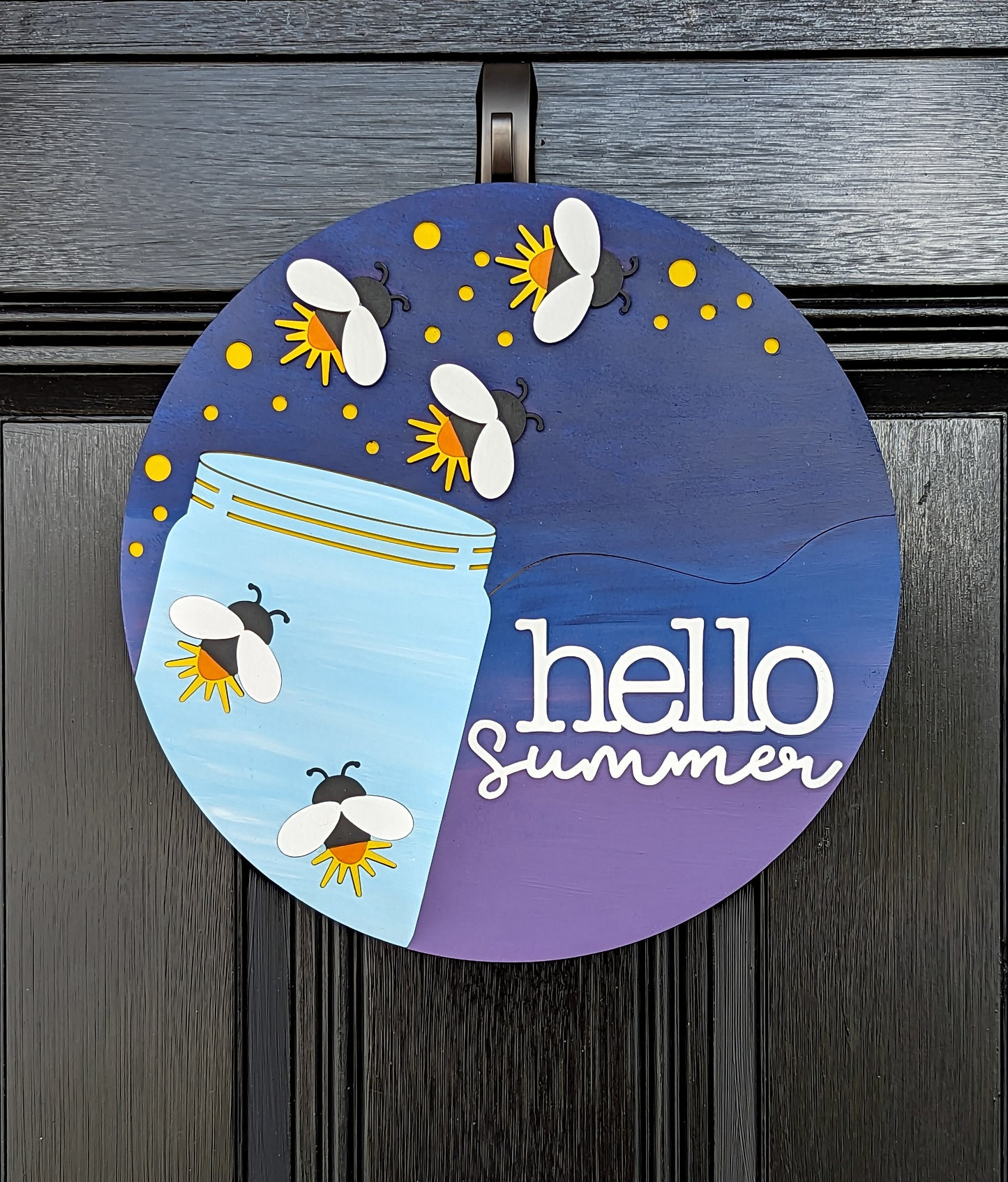 Fireflies Hello Summer Door Hanger