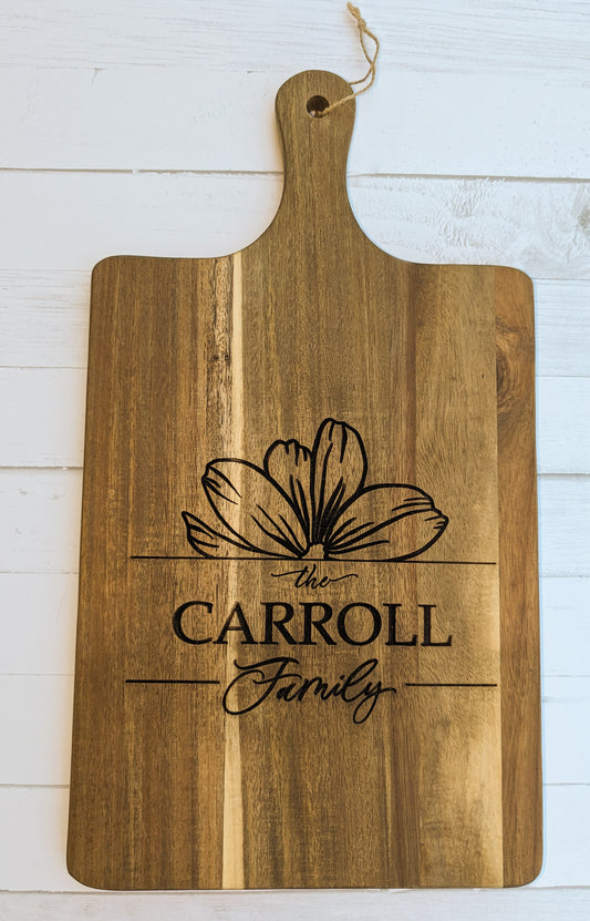 Personalized Engraved Floral Cutting Board