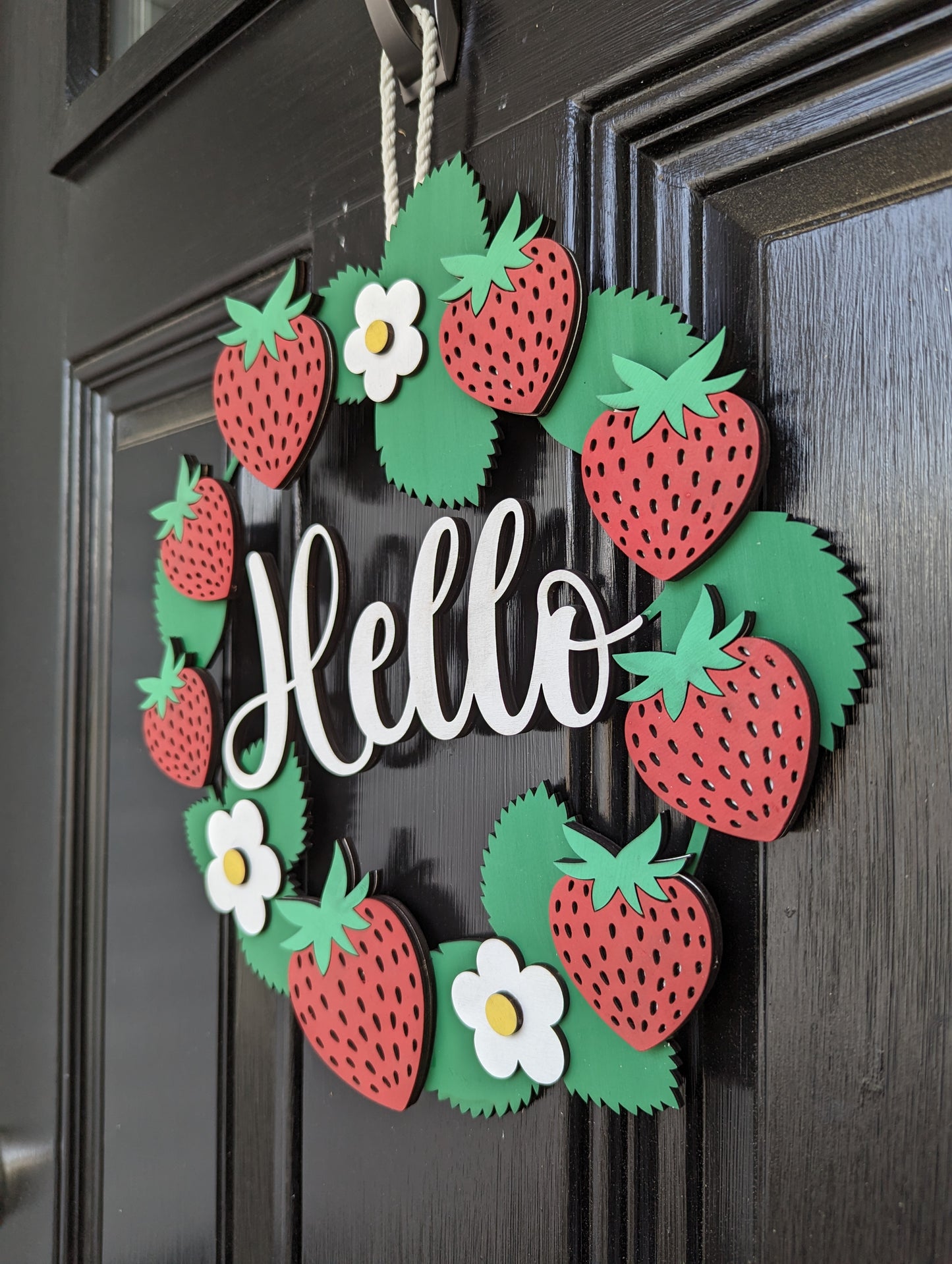 Hello Strawberries Door Hanger