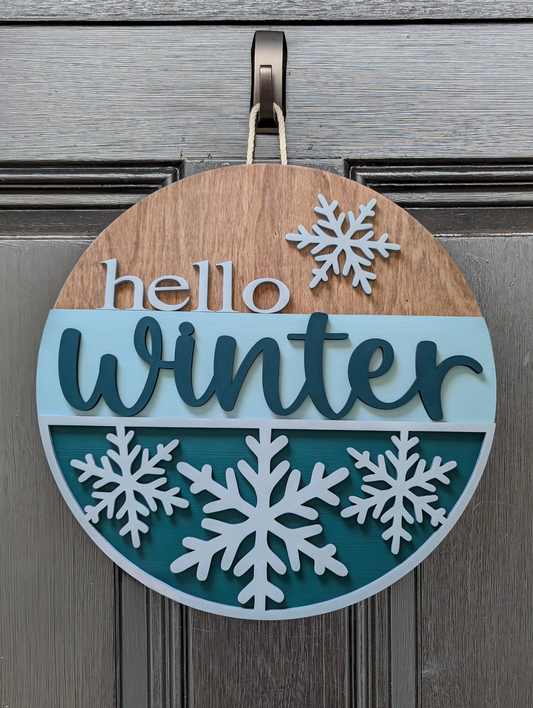 Hello Winter Snowflakes Door Hanger